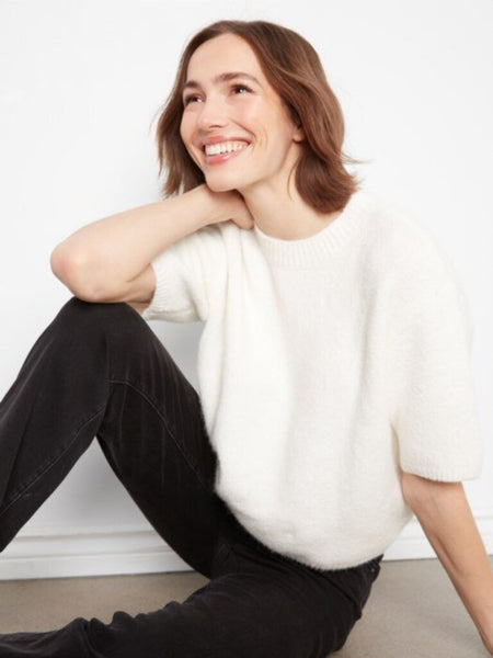 Charlie B Balloon Elbow Sleeve Sweater - Ecru