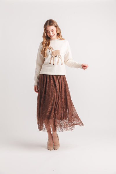 Papillon Fawn Knit Intarsia Sweater