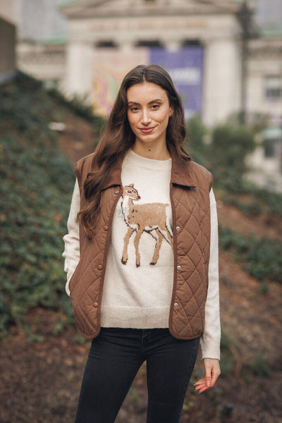 Papillon Fawn Knit Intarsia Sweater