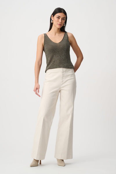 Joseph Ribkoff 252915 Metallic Knit Camisole - Avocado