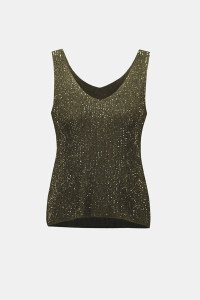 Joseph Ribkoff 252915 Metallic Knit Camisole - Avocado