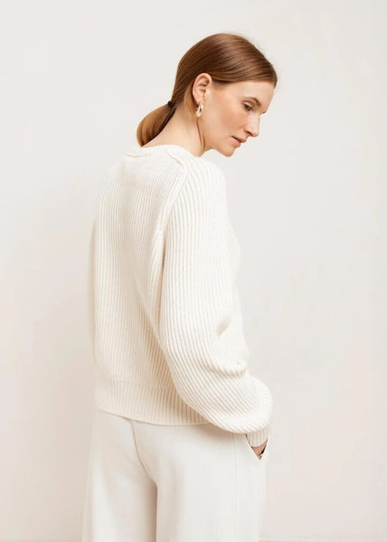 Paper Label 'Avery' Cotton Crewneck Sweater - Gardenia