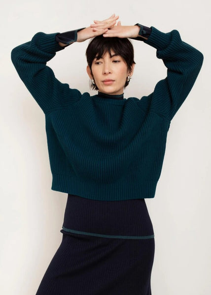Paper Label 'Avery' Cotton Crewneck Sweater - Teal