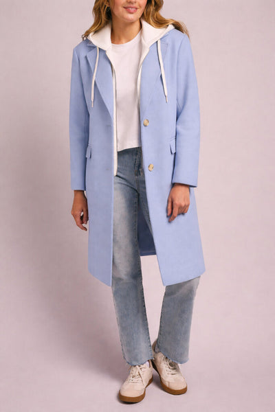 Tribal Brushed Knit Fooler Coat - Glazier Blue