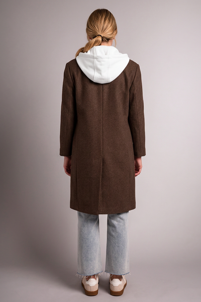 Tribal Brushed Knit Fooler Coat - Chocolate
