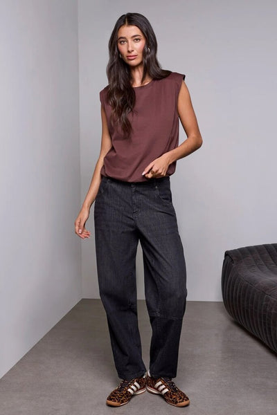 Tribal Blue Thread 'Audrey' Relaxed Barrel Jeans - Film Noir