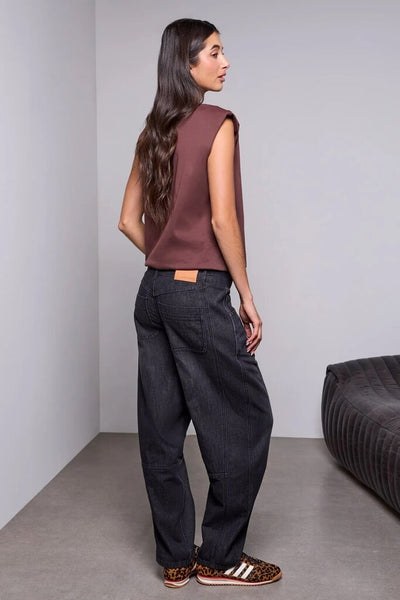 Tribal Blue Thread 'Audrey' Relaxed Barrel Jeans - Film Noir