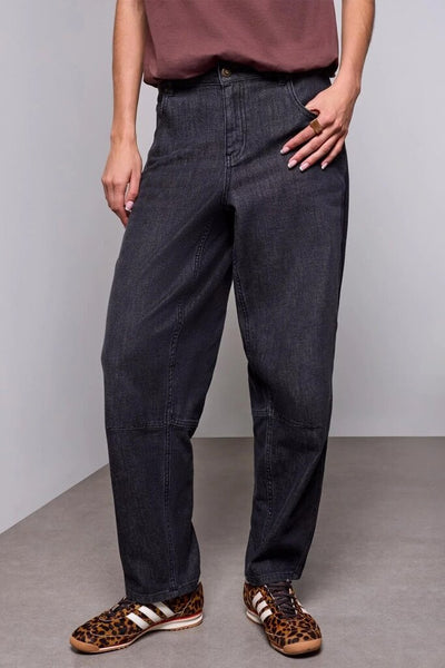 Tribal Blue Thread 'Audrey' Relaxed Barrel Jeans - Film Noir