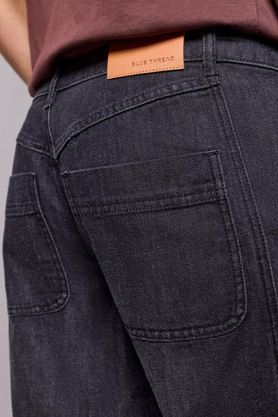 Tribal Blue Thread 'Audrey' Relaxed Barrel Jeans - Film Noir