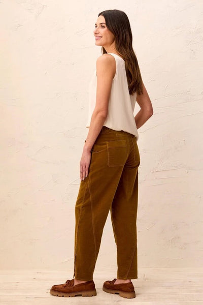 Tribal Corduroy Barrel Leg Ankle Pants - Dull Gold