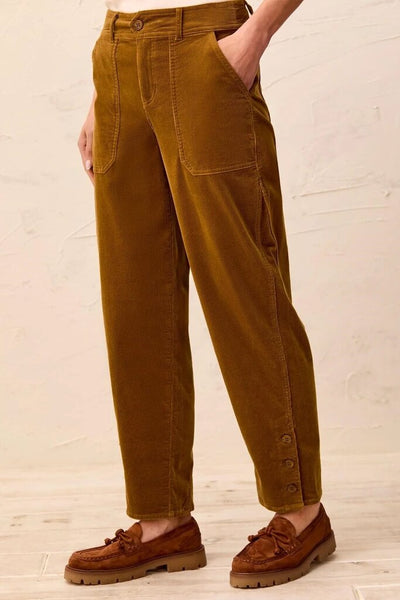 Tribal Corduroy Barrel Leg Ankle Pants - Dull Gold