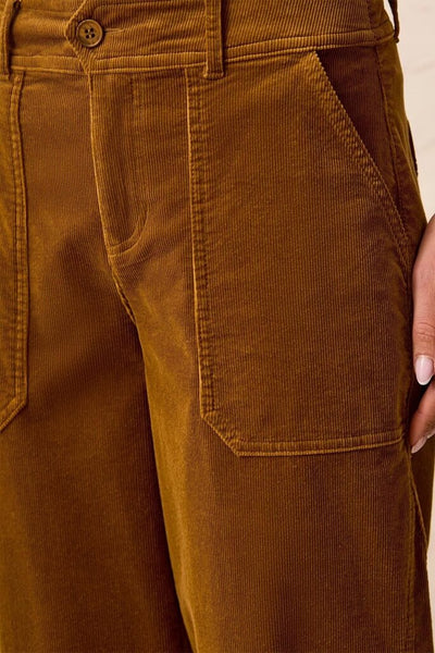 Tribal Corduroy Barrel Leg Ankle Pants - Dull Gold
