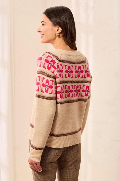 Tribal Fair Isle Button Front Cardigan