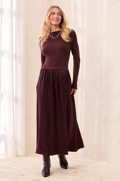 Tribal Mixed Media Long Sleeve Maxi Dress