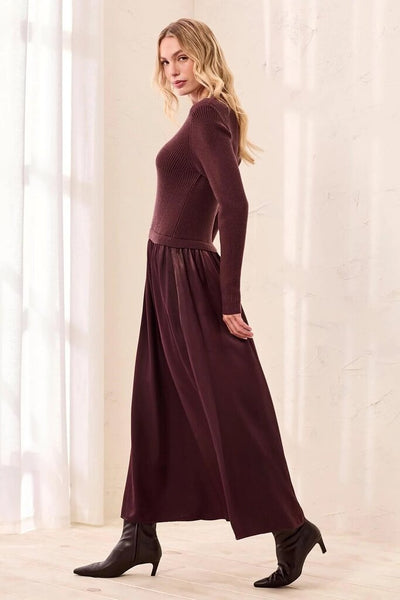 Tribal Mixed Media Long Sleeve Maxi Dress