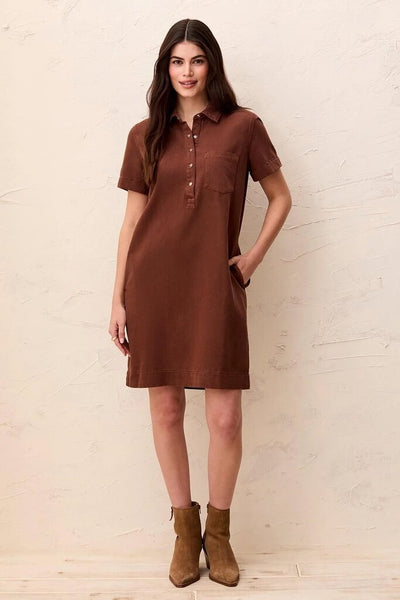 Tribal Popover Collared Denim Shirt Dress