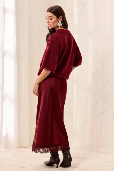 Tribal Satin Skirt With Lace Trim