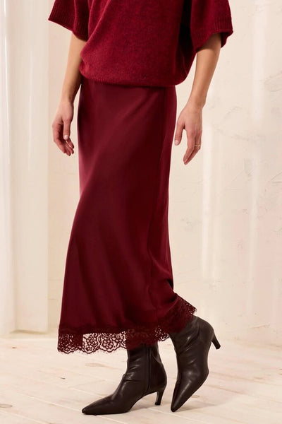 Tribal Satin Skirt With Lace Trim