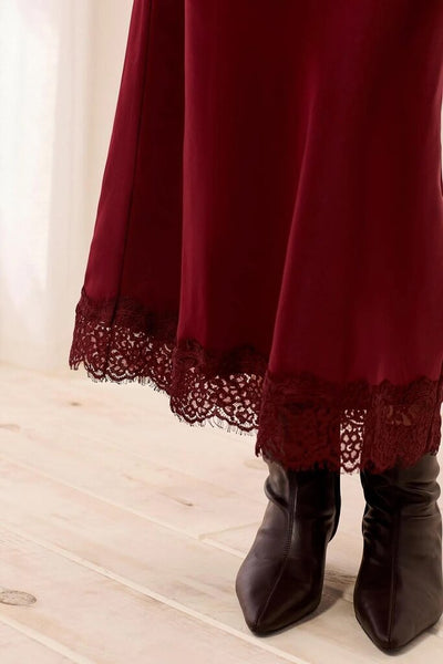 Tribal Satin Skirt With Lace Trim