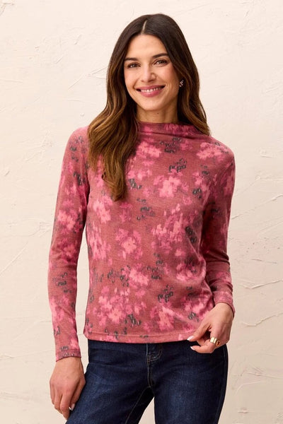Tribal Soft Knit Funnel Neck Top