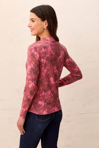 Tribal Soft Knit Funnel Neck Top