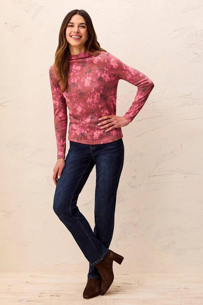 Tribal Soft Knit Funnel Neck Top