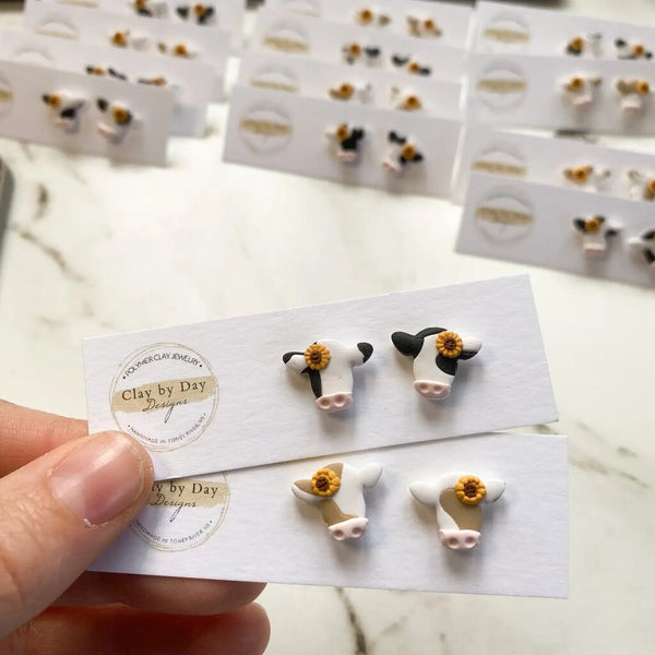 Clay by Day Cow Stud Earrings