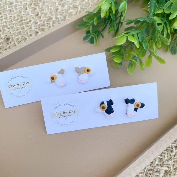 Clay by Day Cow Stud Earrings