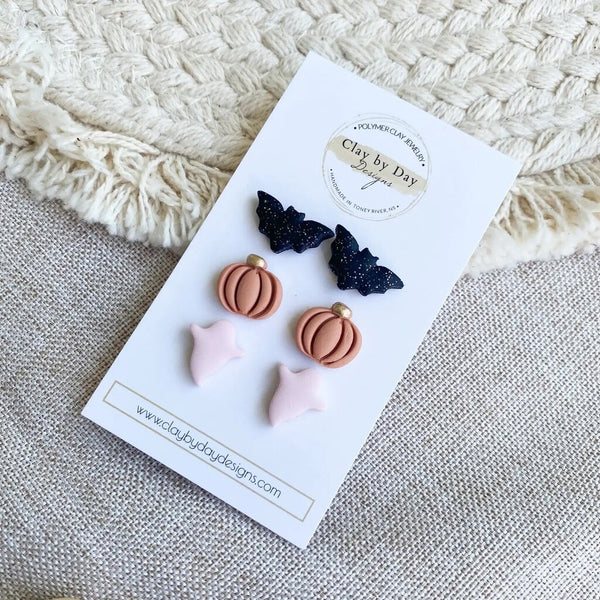 Clay by Day Halloween 3-Pack Stud Earrings