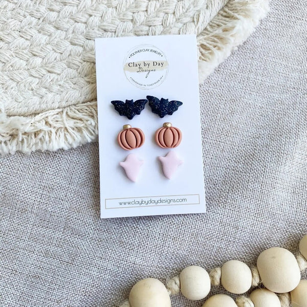 Clay by Day Halloween 3-Pack Stud Earrings
