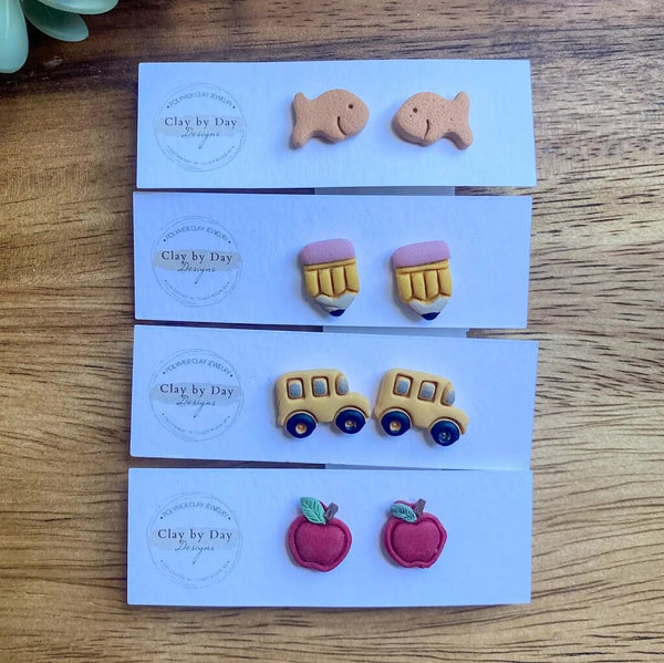 Clay by Day Gold Fish Stud Earrings