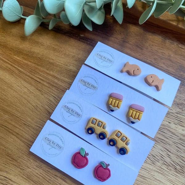 Clay by Day Gold Fish Stud Earrings