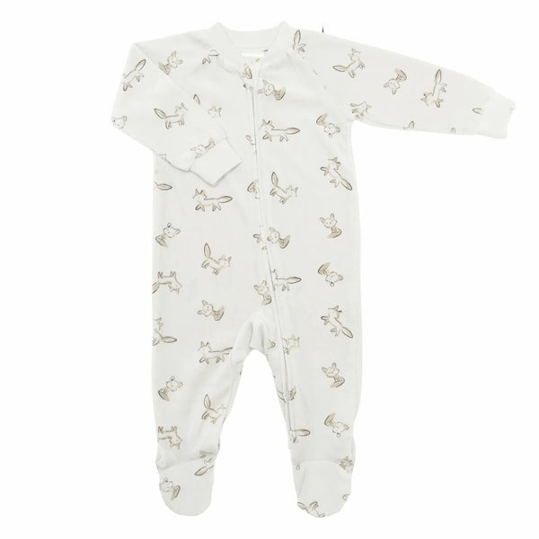 Perlimpinpin Velvet Cotton Fox Print Zipper Sleeper