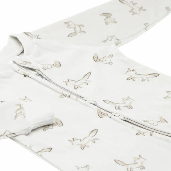 Perlimpinpin Velvet Cotton Fox Print Zipper Sleeper