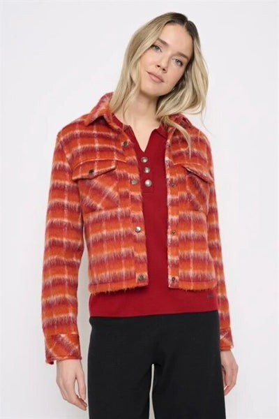 Picadilly Glazed Ginger Plaid Button Front Jacket