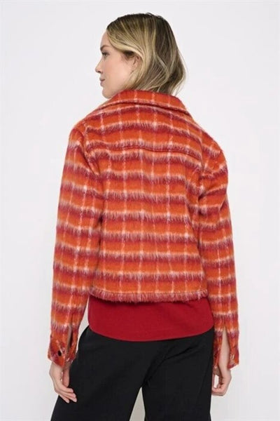 Picadilly Glazed Ginger Plaid Button Front Jacket