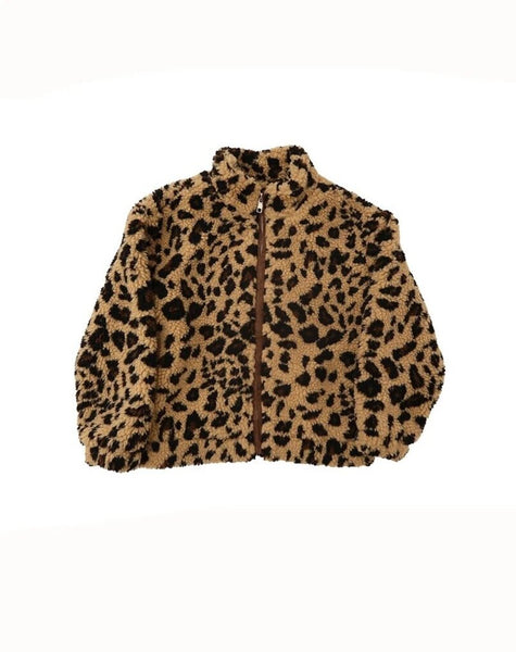 Brunette the Label Kids Leopard Sherpa Jacket