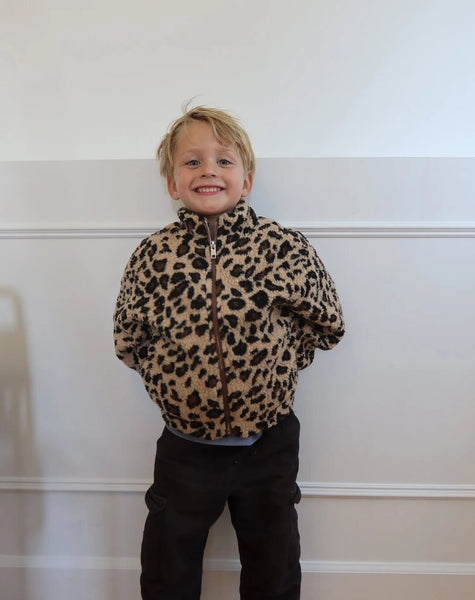 Brunette the Label Kids Leopard Sherpa Jacket