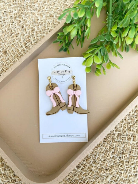 Clay by Day Cowgirl Boot Dangle Earrings
