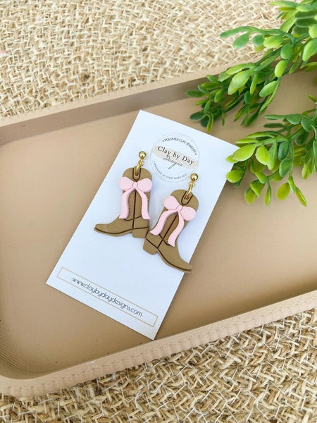 Clay by Day Cowgirl Boot Dangle Earrings