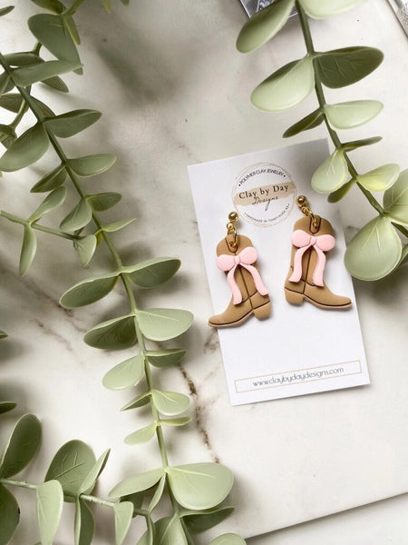 Clay by Day Cowgirl Boot Dangle Earrings