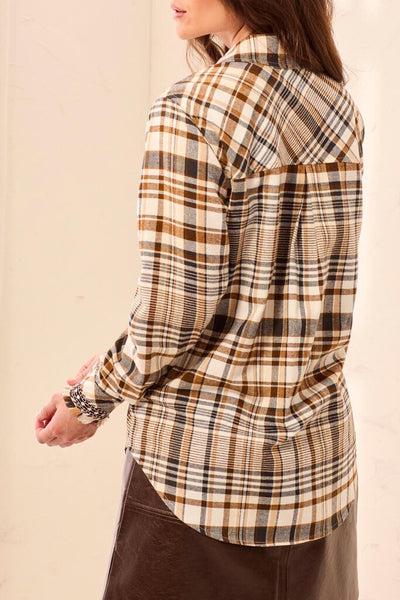 Tribal Embroidered Plaid Shirt