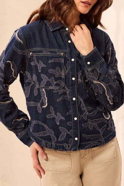 Tribal Denim Shirt With Applique