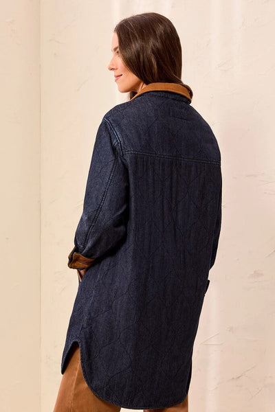 Tribal Quilted Denim Suede Trim Jacket