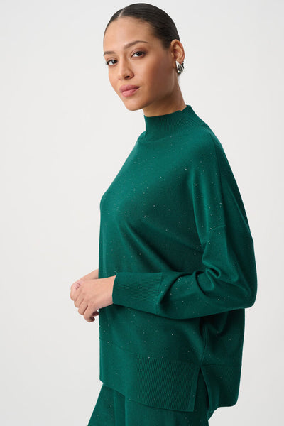 Joseph Ribkoff 264930 Sequin Mock Neck Sweater - Ivy