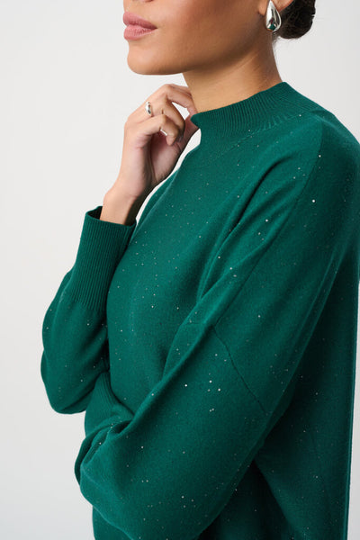 Joseph Ribkoff 264930 Sequin Mock Neck Sweater - Ivy
