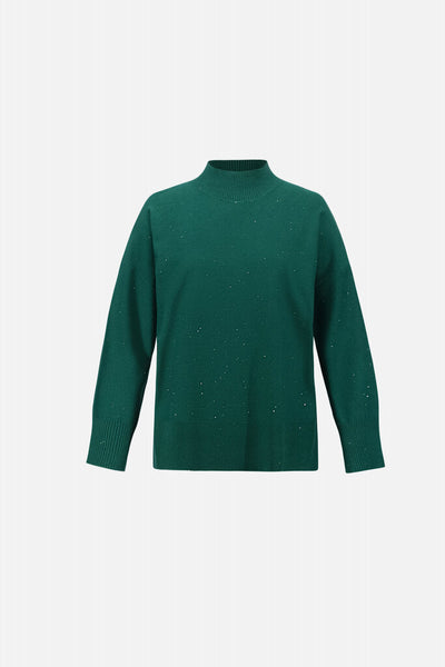 Joseph Ribkoff 264930 Sequin Mock Neck Sweater - Ivy