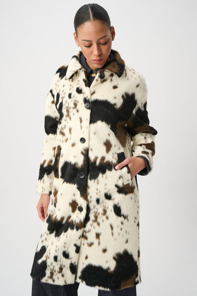 Joseph Ribkoff 264944 Faux Fur Cow Print Coat