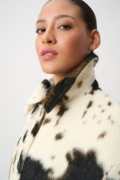 Joseph Ribkoff 264944 Faux Fur Cow Print Coat