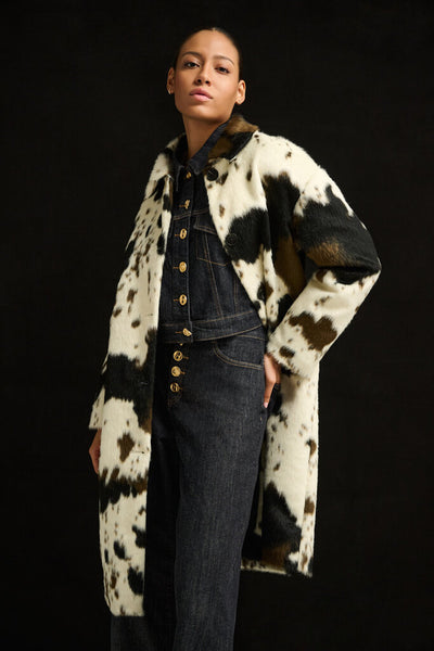 Joseph Ribkoff 264944 Faux Fur Cow Print Coat